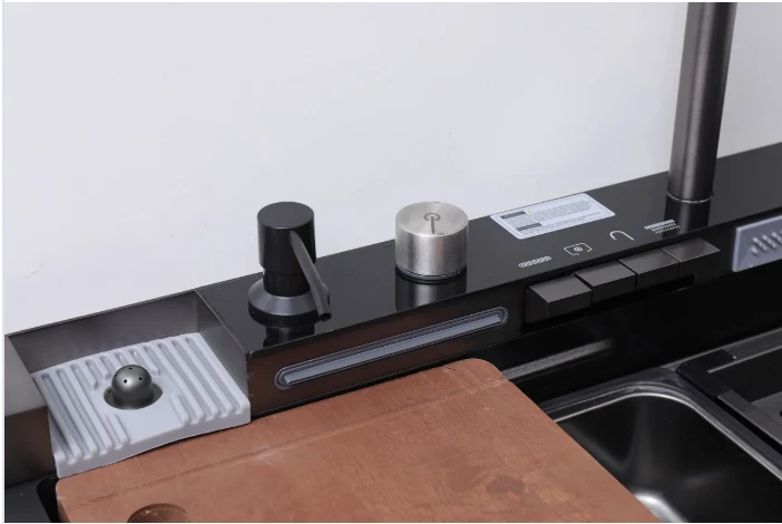 Multifunctional LED Display Kitchen Sink Undermount Stainless Steel Piano Key Waterfall Cup Washer Anti-Scratch Kitchen Faucet high quality